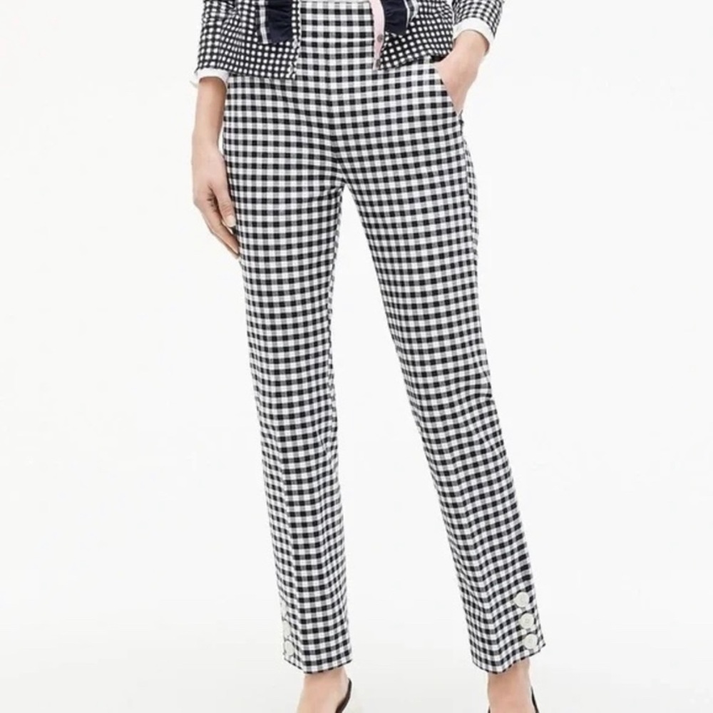 NEW J.Crew Women's Sz 10 Remi Gingham Cropped Blue White Pants Spring Summer NWT
